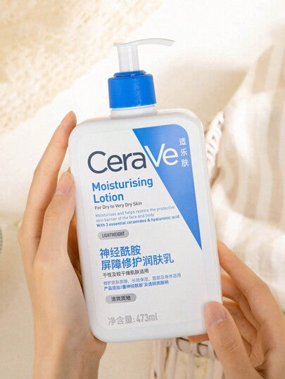 CeraVe 473 مل لوشن مرطب يومي للبشرة الجافة | لوشن الجسم ومرطب الوجه مع حمض الهيالورونيك والسيراميدات | خالي من العطور | غير دهني