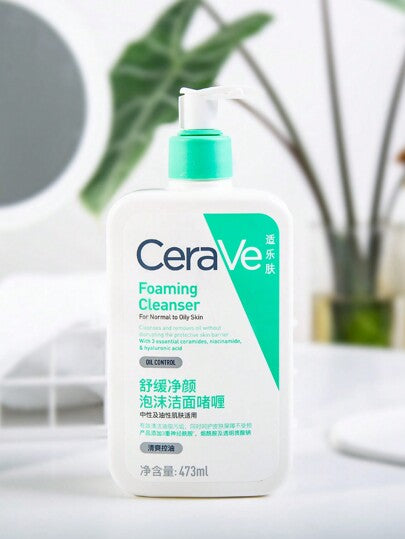 CeraVe منظف وجه مرطب 473مل، للبشرة الطبيعية إلى الدهنية، يزيل الزيوت ويحافظ على حاجز البشرة مع 3 سيراميدات أساسية، نياسيناميد، وحمض الهيالورونيك