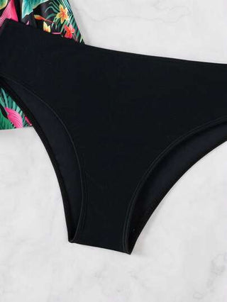 طقم تانكيني حريمي Swim Lushoire مجموعة تانكيني مطبوعة بتصميم استوائي للسيدات مع قاعدة قطعتين ثلاثية الألوان للشاطئ، ملابس البحر
