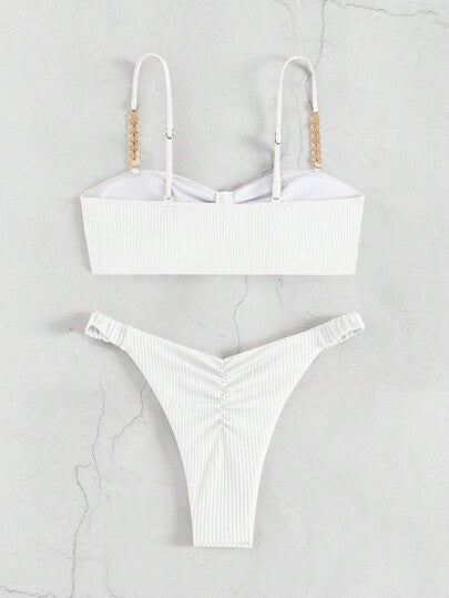 Swim Basics مجموعة بيكيني جذابة للنساء مع لباس سباحة منفصل، نسيج خاص