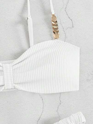 Swim Basics مجموعة بيكيني جذابة للنساء مع لباس سباحة منفصل، نسيج خاص