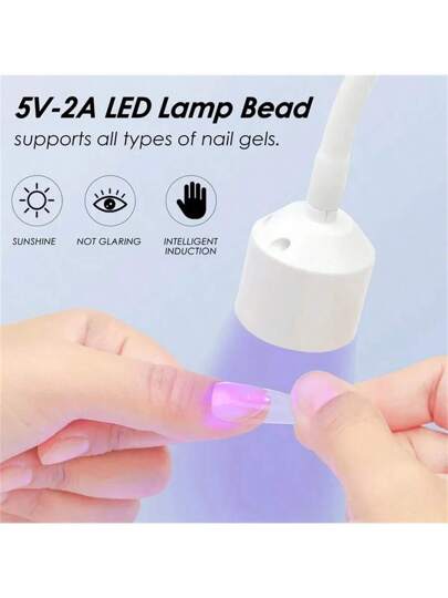 مصباح تصلب ظفيرة الأظافر ميني مرن بالأشعة فوق البنفسجية LED بمنفذ USB لتسريع جفاف ملمع طلاء الأظافر جل أداة للمانيكير