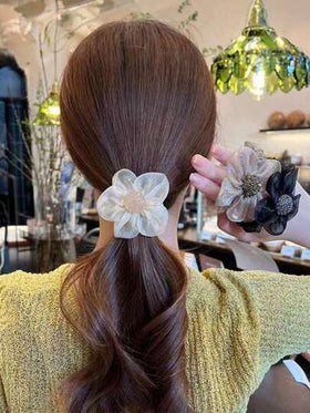 مجموعة اكسسوارات شعر فتاة مزخرفة بالزهور، تشمل ربطة شعر من الأورجندي البيج، وزهرة بنية وربطة شعر سوداء للارتداء اليومي، أدوات شعر، اكسسوارات شعر مجعد، للخريف، للسفر، أدوات شعر، اكسسوارات للنساء، أشياء شعر، الخريف، اكسسوارات شعر، السفر، أدوات شعر، أشياء شع