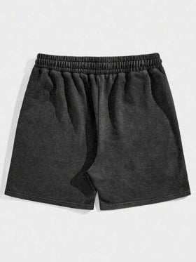 ROMWE MEN Casual شورت كاجوال أنيق بخصر رباط أحادي اللون للرجال، المدرسة
