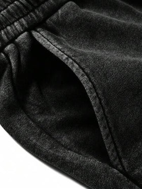 ROMWE MEN Casual شورت كاجوال أنيق بخصر رباط أحادي اللون للرجال، المدرسة