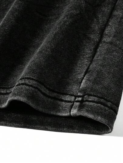 ROMWE MEN Casual شورت كاجوال أنيق بخصر رباط أحادي اللون للرجال، المدرسة