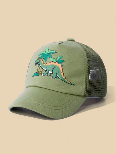 قبعة بيسبول للأطفال الصغار قطعة واحدة، بطباعة ديناصور، مناسبة للجنسين، مناسبة للأطفال من 0 إلى 8 سنوات