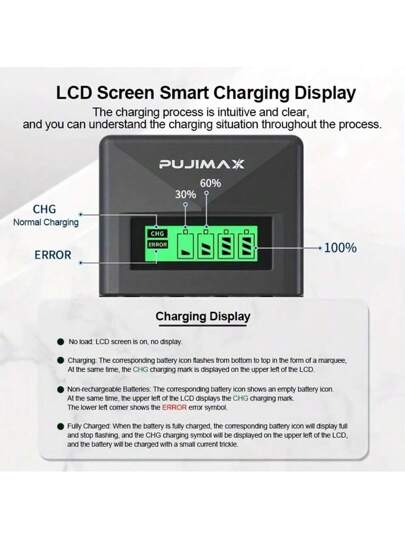 شاحن ذكي 1قطعة 1.2 فولت بطارية NiMH من PUJIMAX، لبطارية AA/AAA 1.2 فولت NiMH، 4 فتحات مستقلة، شاحن USB، شحن سريع، مستلزمات المنزل [لا تشحن البطاريات القابلة للتخلص منها]