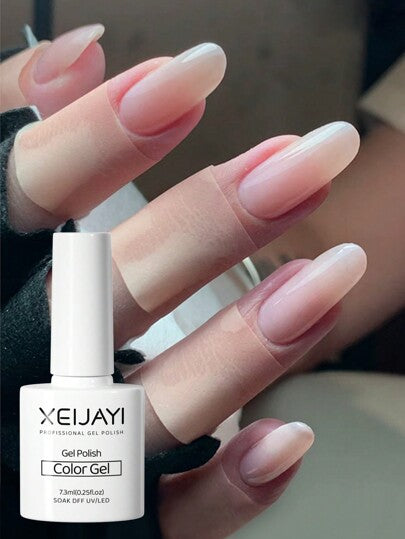 XEIJAYI طلاء أظافر جل عاري 7.3 مل من XEIJAYI، طلاء أظافر جل شفاف لون المشمش الجلي يحظى بشعبية كهدية للنساء في فصل الشتاء وعيد الميلاد.