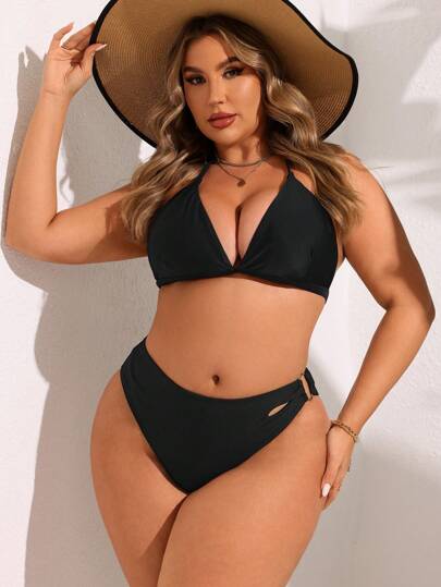 Swim SXY المقاس الزائد: قاع السباحة لون سادة، إبزيم حلقي بدائرة بسيطة ويناسب الشاطئ والعطلة