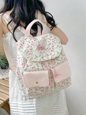 حقيبة Floral Bliss سعة كبيرة، حقيبة ظهر من الكانفاس الأنيقة والمتعددة الأغراض، حقيبة كتف، حقيبة مدرسية، محمولة، مع حجرة للكمبيوتر المحمول، سعة كبيرة، لفتيات المراهقات والنساء وطالبات الكلية والمدرسة والمدرسة الثانوية والهواء الطلق والسفر والنشاطات والمدرس