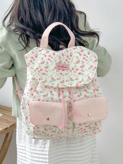 حقيبة Floral Bliss سعة كبيرة، حقيبة ظهر من الكانفاس الأنيقة والمتعددة الأغراض، حقيبة كتف، حقيبة مدرسية، محمولة، مع حجرة للكمبيوتر المحمول، سعة كبيرة، لفتيات المراهقات والنساء وطالبات الكلية والمدرسة والمدرسة الثانوية والهواء الطلق والسفر والنشاطات والمدرس