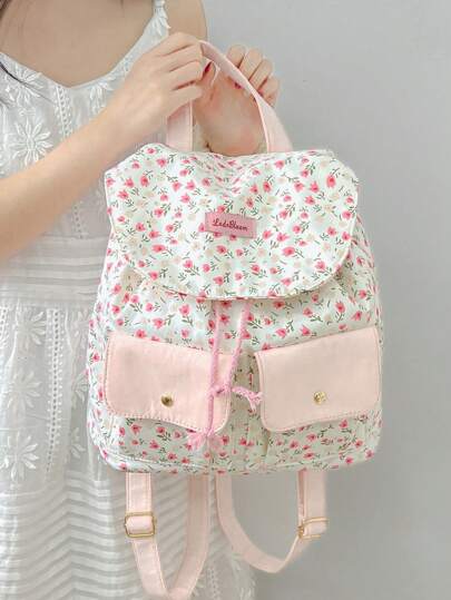 حقيبة Floral Bliss سعة كبيرة، حقيبة ظهر من الكانفاس الأنيقة والمتعددة الأغراض، حقيبة كتف، حقيبة مدرسية، محمولة، مع حجرة للكمبيوتر المحمول، سعة كبيرة، لفتيات المراهقات والنساء وطالبات الكلية والمدرسة والمدرسة الثانوية والهواء الطلق والسفر والنشاطات والمدرس