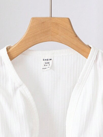 SHEIN جاكيت محبوكة بأكمام طويلة وكومة بسيطة جذابة للرضع الإناث