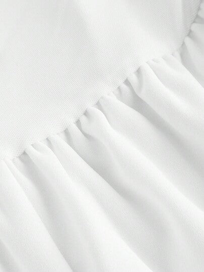 SHEIN MOD جمبسوت بطول كامل نسائية ربطة الرقبة مكشكشة مصنوعة من الأثواب مضفرة مطاطية، بأرجل واسعة، بيضاء اللون، بذلات رومبر نسائية