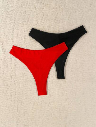 SHEIN Swim Curve قاع بيكيني مجعد بلون صلب للشاطئ في فصل الصيف للمقاسات الكبيرة