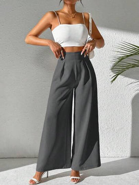 SHEIN PETITE بنطلون يومي بسيط بلون واحد للسيدات، ملابس رمضان