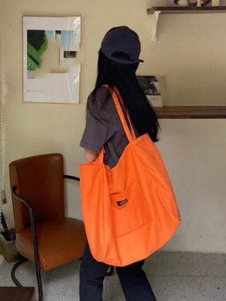 حقيبة تسوق كانفاس بلون واحد عصرية للنساء، حقيبة كتف محمولة، حقيبة كتب للطلاب، سعة كبيرة، ضروريات عيد الميلاد، وصول جديد لعيد الحب