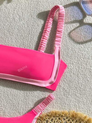 Bikinx طقم ملابس سباحة للنساء بألوان متضادة بسيطة للصيف