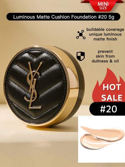 Yves Saint Laurent وحدة YSL [ميني] وسادة إنكر دو بو لومينوس ماتي أساس وسادة #20 5 جرام / ملمس كريمي ، تغطية عالية ، مكياج طويل الأمد. / أساس وسادة ماتي طويل الأمد لمدة 24 ساعة مع فوائد العناية بالبشرة.