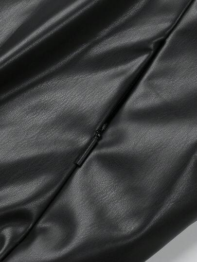 Manfinity EMRG جاكيت رجالية بسيطة ذات لون واحد لاستخدام يومي، جاكيت موتوسيكل طويلة الأكمام للخروج وارتداء الشارع باللون الأسود، هدية للأصدقاء والزوج والصديق