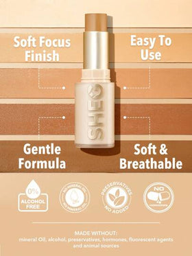 SHEGLAM كريم أساس Skin Magnet عالي التغطية-رملي-يدوم طويلاً-خالٍ من المسام-خالٍ من العيوب-سهل الاستخدام-تغطية كاملة-لجميع أنواع البشرة-لا يتلاشى-مقاوم للعرق-خفيف الوزن-لم يتم اختباره على الحيوانات-ناعم-لمسة نهائية طبيعية تشبه البشرة-كريم أساس قابل للتن...