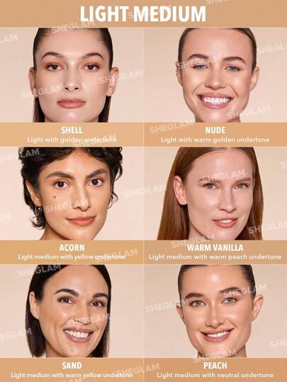 SHEGLAM كريم أساس Skin Magnet عالي التغطية-رملي-يدوم طويلاً-خالٍ من المسام-خالٍ من العيوب-سهل الاستخدام-تغطية كاملة-لجميع أنواع البشرة-لا يتلاشى-مقاوم للعرق-خفيف الوزن-لم يتم اختباره على الحيوانات-ناعم-لمسة نهائية طبيعية تشبه البشرة-كريم أساس قابل للتن...