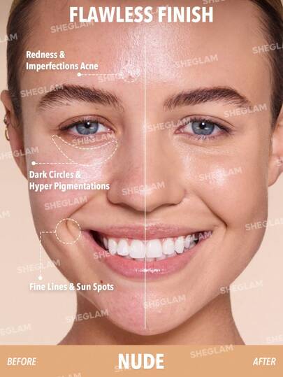 SHEGLAM كريم أساس Skin Magnet عالي التغطية-لون طبيعي-يدوم طويلاً-خالٍ من المسام-خالٍ من العيوب-سهل الاستخدام-تغطية كاملة-لجميع أنواع البشرة-لا يتلاشى-مقاوم للعرق-خفيف الوزن-لم يتم اختباره على الحيوانات-ناعم-لمسة نهائية طبيعية تشبه البشرة-كريم أساس قابل...