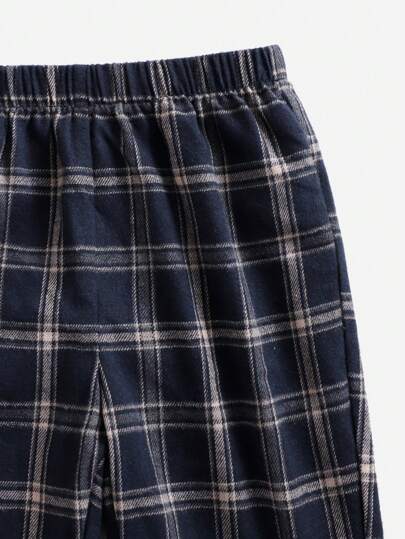 SHEIN طقم بنطال وبلوزة بجيوب ذات نقشة مربعات للأولاد الصغار