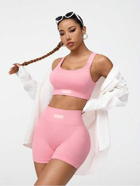 SHEIN Sovereign Charm طقم رياضة يومي بسيط أحادي اللون للنساء، طقم تمرين نسائي