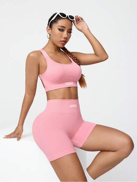 SHEIN Sovereign Charm طقم رياضة يومي بسيط أحادي اللون للنساء، طقم تمرين نسائي