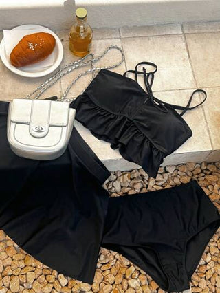 طقم تانكيني حريمي DAZY مجموعة تانكيني عطلة نسائية مكونة من ملابس علوية كامي وبوت كم قصير، مزين بالكشكشة، صيفي واثير