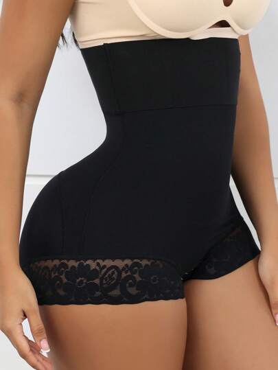 SuitURBody قاع مصمم للتحكم بالبطن والخصر ذو خصر عالٍ مزين بقطع الدانتيل بلون سادة