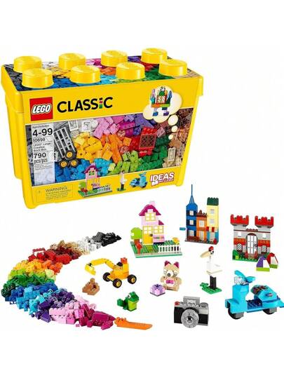 LEGO صندوق طوب كبير إبداعي كلاسيكي 10698 مجموعة ألعاب بناء للعودة إلى المدرسة ، حل تخزين لعبة للفصول الدراسية ، لعبة بناء تفاعلية للأطفال ، الأولاد والبنات ديكور الغرفة هدايا الشتاء ، ليجو ، مجموعة ليجو