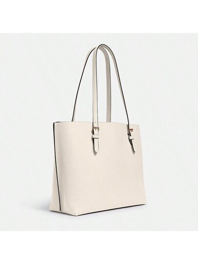 Coach حقيبة يد جلدية كبيرة للنساء ، ذات تصميم كلاسيكي رجعي، ذات شعار عربة 