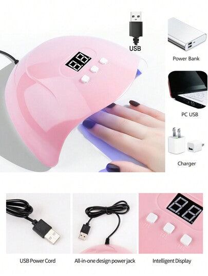 LULAA مجموعة عناية بالأظافر 15 قطعة تتضمن مجفف أظافر LED، قطعة إزالة/طاحونة طلاء الأظافر، داعم للجلد، فرشاة غبار الأظافر، مبرد أظافر، شوكة للجلد الميت - هدية مثالية للبنات، مناسبة لصالون التجميل وفن الأظافر لعملها في المنزل