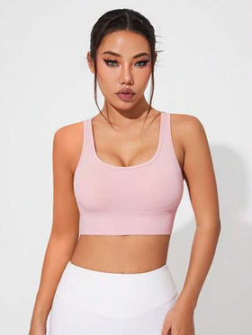 SHEIN Sovereign Charm حمالة صدر رياضية للنساء بدون درز بإغلاق أمامي وظهر عبري
