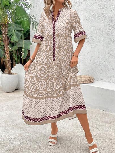 EMERY ROSE فستان نسائي كاجوال فضفاض بطراز قديم، ملابس صيفية طويلة للنساء