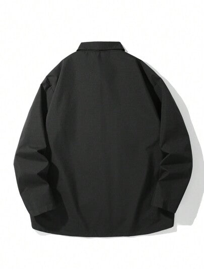 Manfinity Hypemode سترة ربيعية وخريفية كاجوال رجالية بطباعة الحرف وتصميم لوحي متعدد الألوان بأكمام طويلة