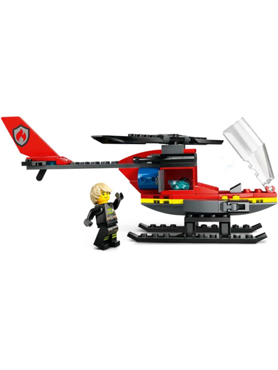 LEGO طائرة مروحية إنقاذ الحرائق في المدينة ، طقم بناء مع رجل إطفاء ودمية طيار، هدية ممتعة أو لعبة الخيال للأولاد والبنات والأطفال من عمر 5 سنوات فما فوق ، 60411، هدايا عيد الميلاد