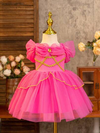 فساتين بيبي Glamorique Kids فستان أميرة الياسمين الوردي لحفلات أعياد الميلاد والأعراس للبنات الرضع، بنقاط براقة، مع جواهر, يصلح للمناسبات المسرحية والصيفية والشواطئ الاستوائية والألعاب الساحلية