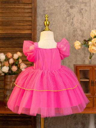 فساتين بيبي Glamorique Kids فستان أميرة الياسمين الوردي لحفلات أعياد الميلاد والأعراس للبنات الرضع، بنقاط براقة، مع جواهر, يصلح للمناسبات المسرحية والصيفية والشواطئ الاستوائية والألعاب الساحلية