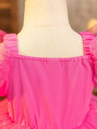 فساتين بيبي Glamorique Kids فستان أميرة الياسمين الوردي لحفلات أعياد الميلاد والأعراس للبنات الرضع، بنقاط براقة، مع جواهر, يصلح للمناسبات المسرحية والصيفية والشواطئ الاستوائية والألعاب الساحلية