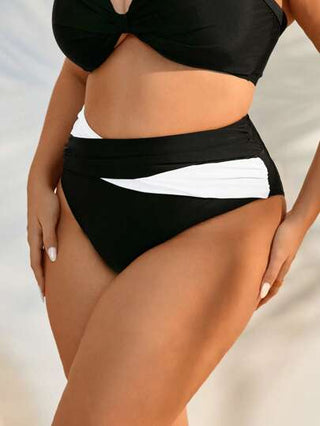 Swim Lushoire ملاحظات قياس الصيف ملابس الشاطئ بلونين للسفليات حمالات البكيني مجعدة