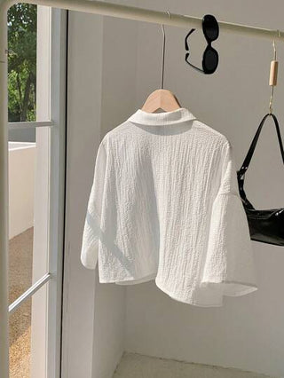 Comfortcana قميص محبوك نسائي بلون سادة قصير