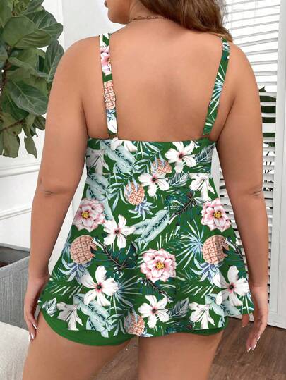 Swim Lushoire ملابس سباحة نسائية بسيطة متنوعة الطباعة بأسلوب الفيست لمقاسات كبيرة (حق الطبع والنشر محفوظ)