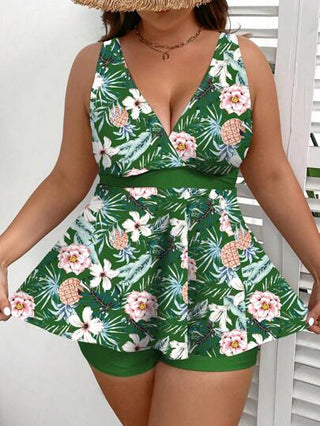 Swim Lushoire ملابس سباحة نسائية بسيطة متنوعة الطباعة بأسلوب الفيست لمقاسات كبيرة (حق الطبع والنشر محفوظ)