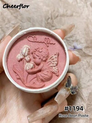 CHEERFLOR كريم أساس أحمر الخدود بلون صلب مطبع، بودرة أحمر الخدود ناعمة، أحمر خدود بلون أملس، خفيف، ناعم، مستحضرات تجميل للجمال الوجهي