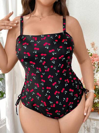 Swim Mod ملابس سباحة قطعة واحدة للمرأة موضة المقاسات الكبيرة مع طباعة الكرز للصيف