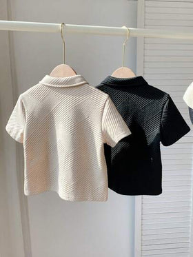 SHEIN قمصان بولو شبابية غير رسمية بطوق مطوي وأكمام قصيرة مصنوعة من نسيج ناعم، قطعتين , مريحة ومتعددة الاستخدامات